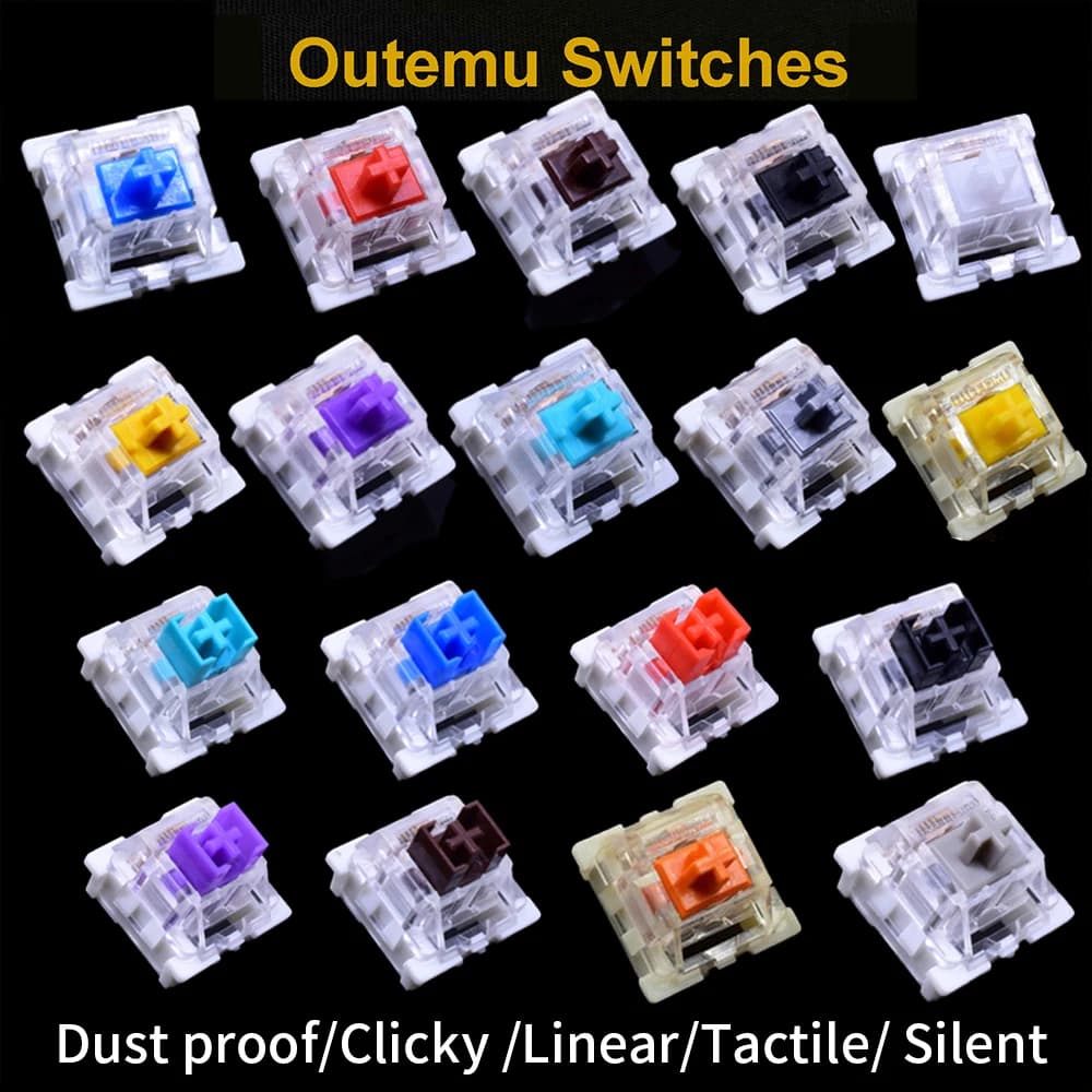 مفاتيح Outemu مقاومة للغبار، خطية، لمسية، صامتة، 3Pin، لوحة مفاتيح بإضاءة RGB LED SMD للألعاب، متوافقة مع MX Switch