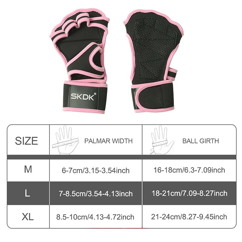 Workout Gloves With Wrist Wraps Anti-Slip Silicone Palm Protection Weight Lifting Fitness Gym Gloves Pink Color For Women - 5