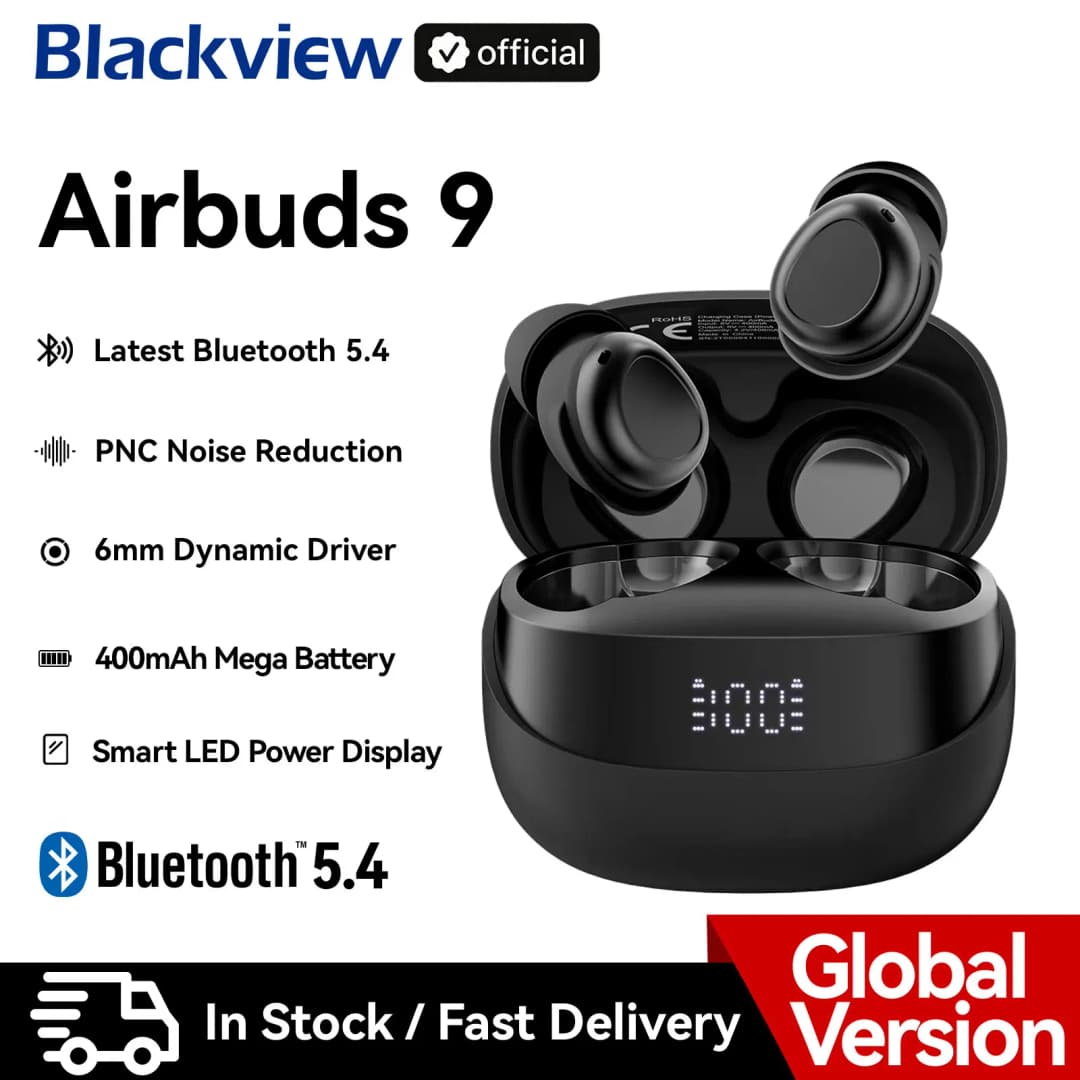 سماعات رأس Blackview AirBuds 9 TWS سماعات أذن لاسلكية تحكم باللمس مع ميكروفون بطارية 400mAh بلوتوث 5.4