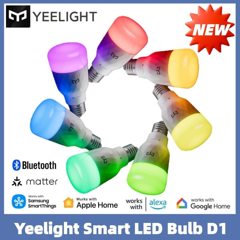 Yeelight مصباح LED ذكي D1 اتصال بلوتوث قابل للتعتيم E27 تحكم صوتي متوافق مع Apple Home Google Alexa