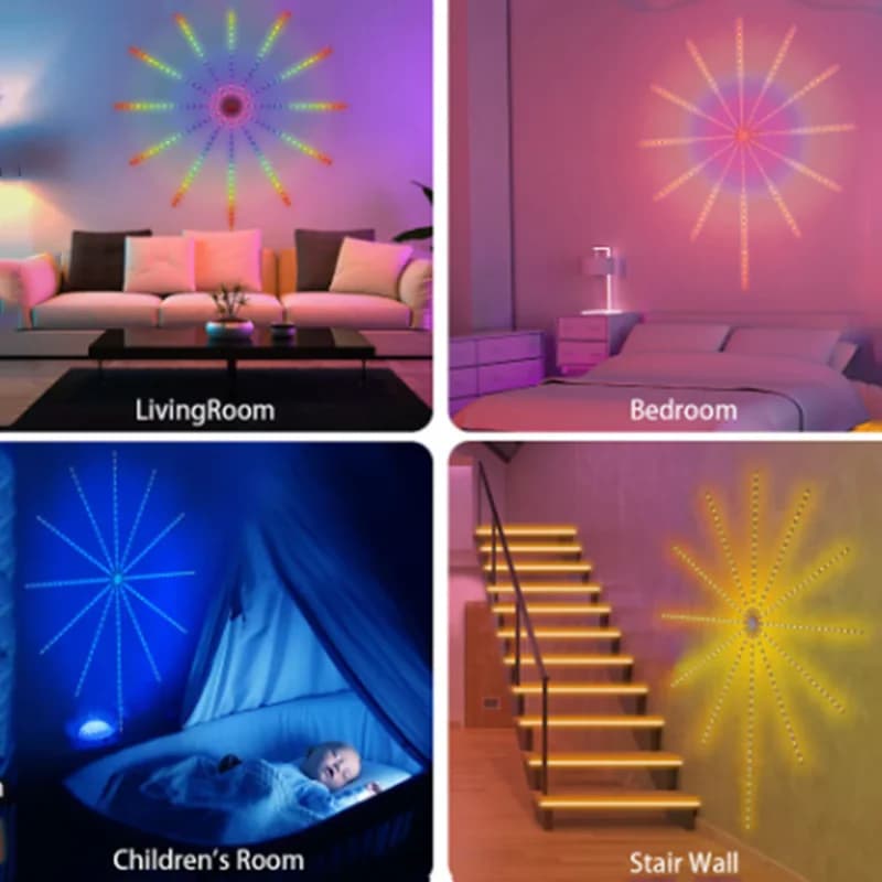 شريط إضاءة LED 5V RGB على شكل ألعاب نارية مع بلوتوث وتحكم عن بعد 24 مفتاح USB WS2812 مصباح ذكي متغير الألوان متزامن مع الموسيقى لإضاءة الديكور المنزلي - 3