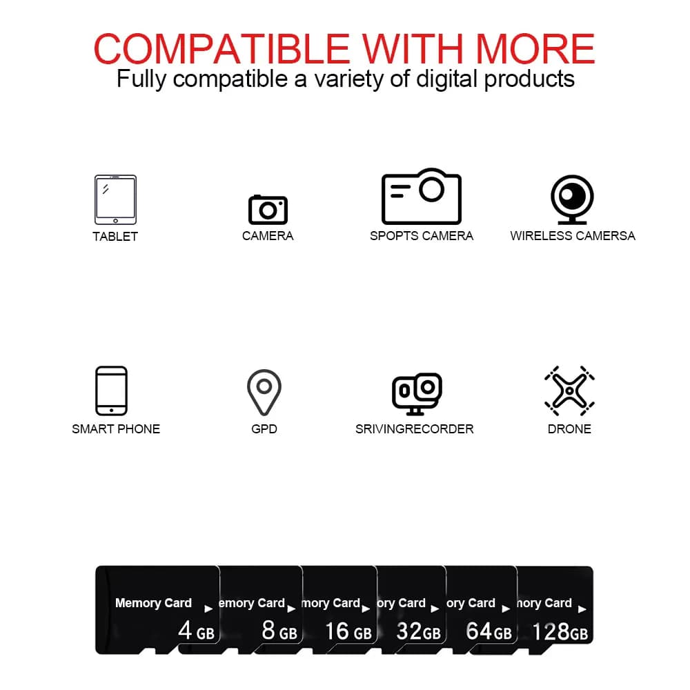 بطاقة ذاكرة Mini TF SD عالية السرعة 10 قطع 128GB 64GB 32GB 16GB 8GB بطاقة فلاش TF SD - 6