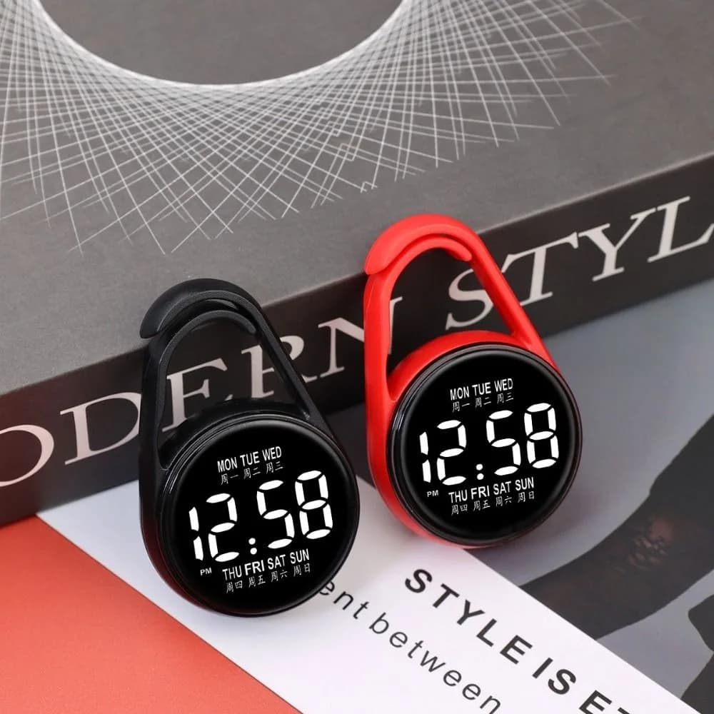 ساعة معلقة إلكترونية LED، شاشة رقمية، ساعة جيب محمولة، مقاومة للماء، طراز الجيب، مضيئة - 2