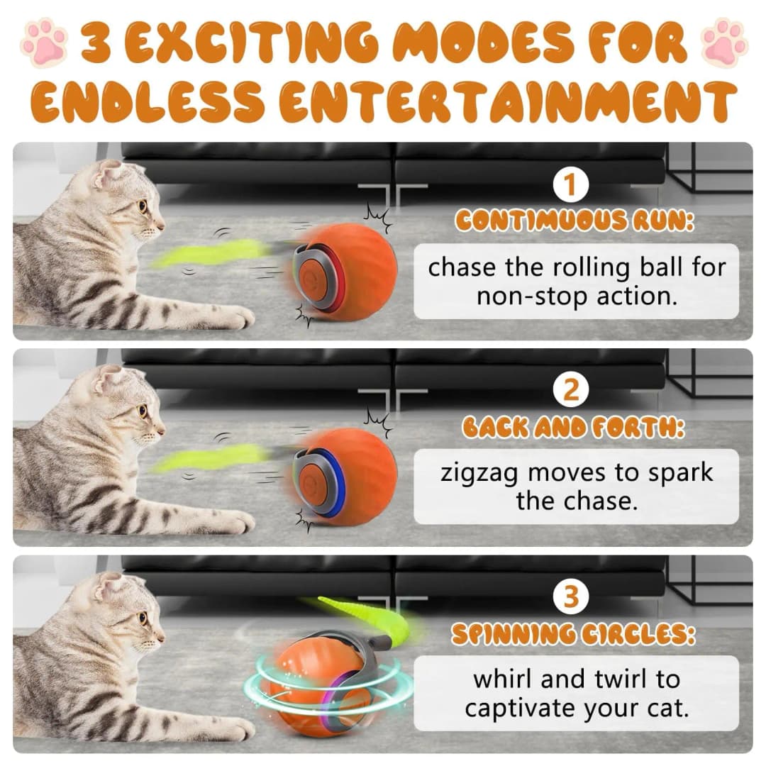 New Speedy Tail 2.0 Cat Toy Speedy Tail Cat Toy Interactive Cat Ball Toy Smart Cat Toys Ball Two Speed Adjustment with Tail  - 4