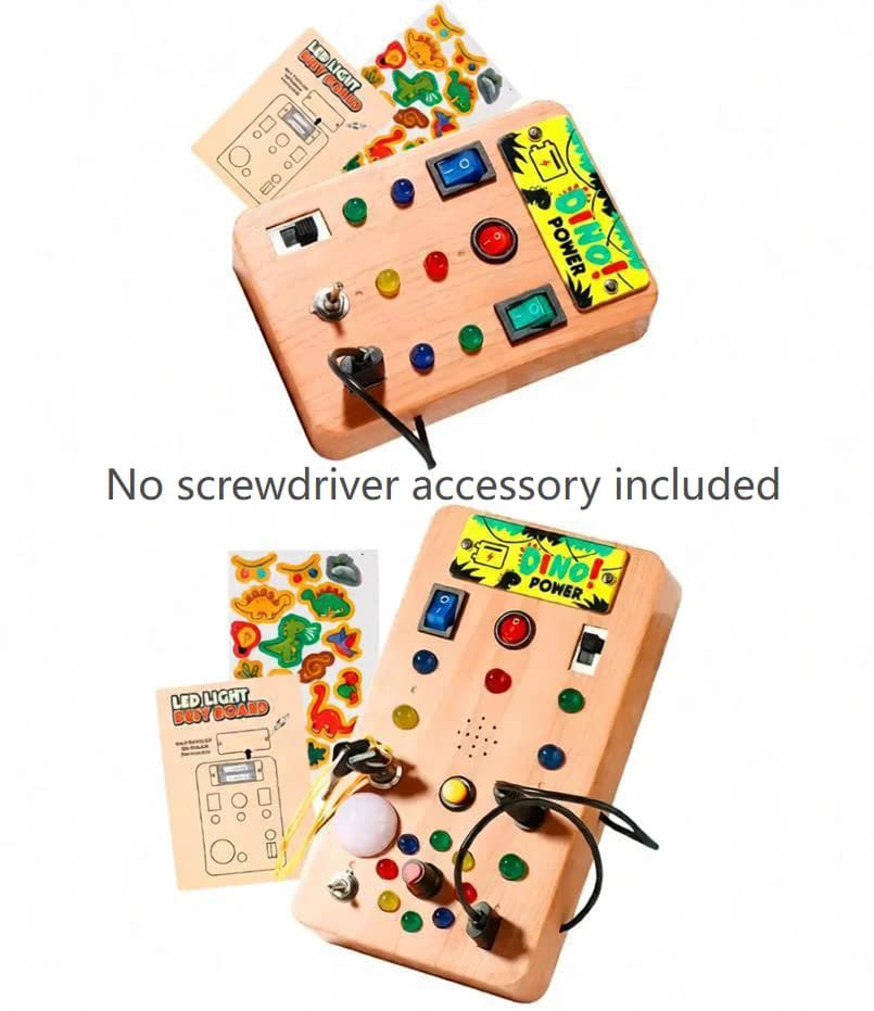 Children's Montessori LED Light Busy Board Simulation Switch Power Board Busy Light Button Puzzle Early Education Learning Toy - 6
