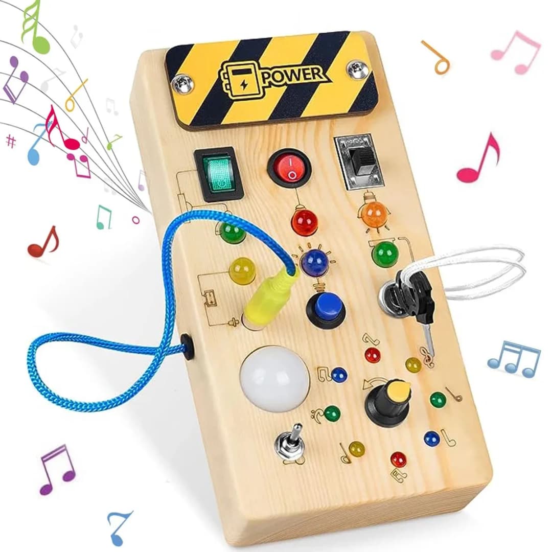 Montessori Busy Board Sensory Toys Wooden With LED Light Switch Control Board Travel Activities Children Games For 2-4 Years Old - 6