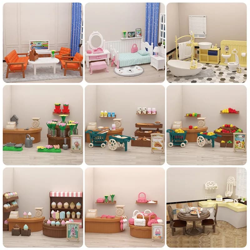 mini supermarket shopping games dollhouse furniture accessories Intellectual education toys for kid family interaction toys - 2