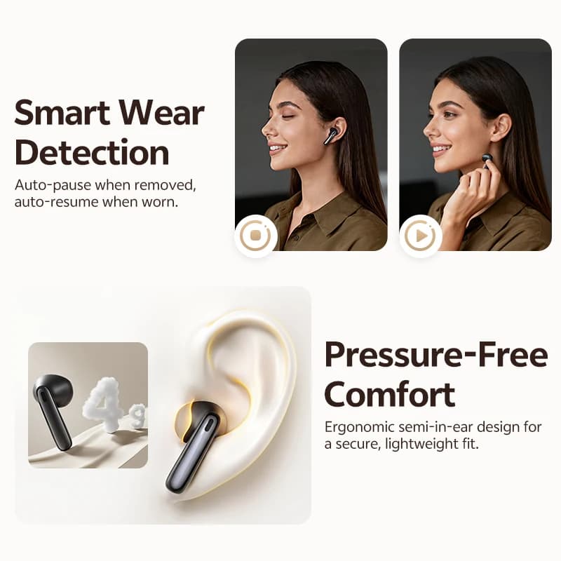 سماعات أذن لاسلكية QCY AilyBuds E50 إلغاء ضوضاء متكيف في الوقت الفعلي بلوتوث 6.0 LDAC Hi-Res 6 ميكروفونات مكالمات HD متعددة النقاط - 6