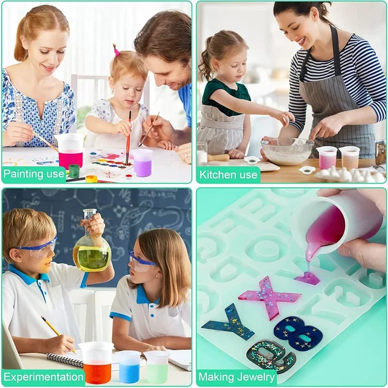 Silicone Mixing Measuring Cups UV Resin Mold for Paint Pouring Cups DIY Resin Tool Epoxy Resin Acrylic Paint Jewelry Making Tool - 6