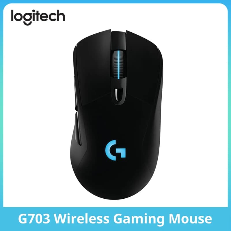 ماوس ألعاب لاسلكي Logitech G703 LIGHTSPEED، مستشعر HERO 25K، دقة 25600 DPI، إضاءة LIGHTSYNC RGB، إصدار ESports