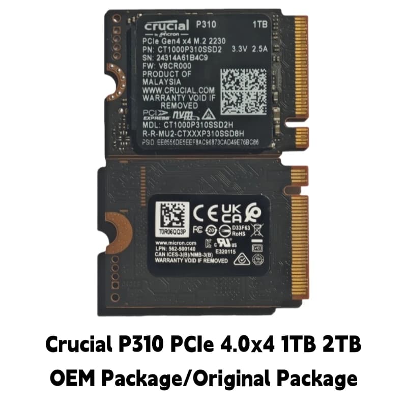 قرص صلب داخلي Crucial P310 بسعة 1 تيرابايت و2 تيرابايت وMicron 2450/2550 بسعة 256 جيجابايت PCIe Gen4x4 2230 NVMe M.2 SSD لتحسين جهازك - 2