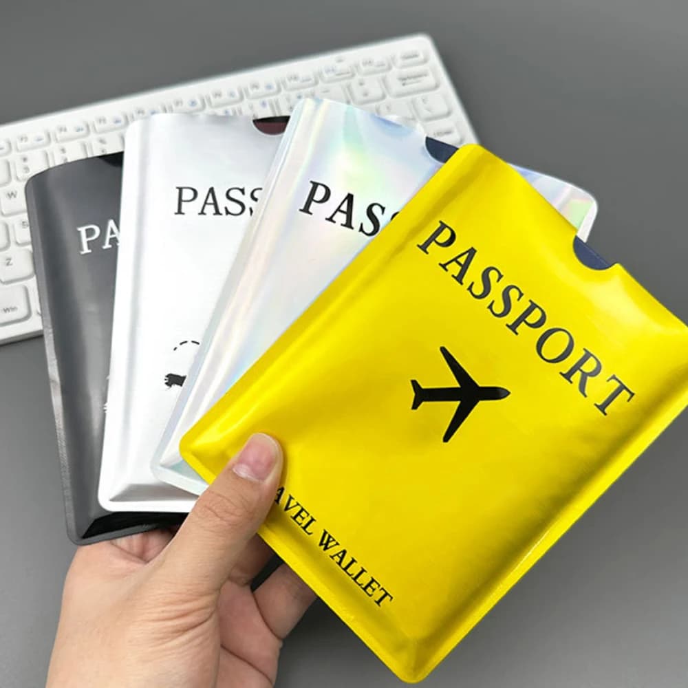 غطاء جواز سفر RFID واقي، غطاء من رقائق الألومنيوم، حقيبة جواز سفر لمحفظة السفر في المطار، للاستخدام في الرحلات الدولية - 2