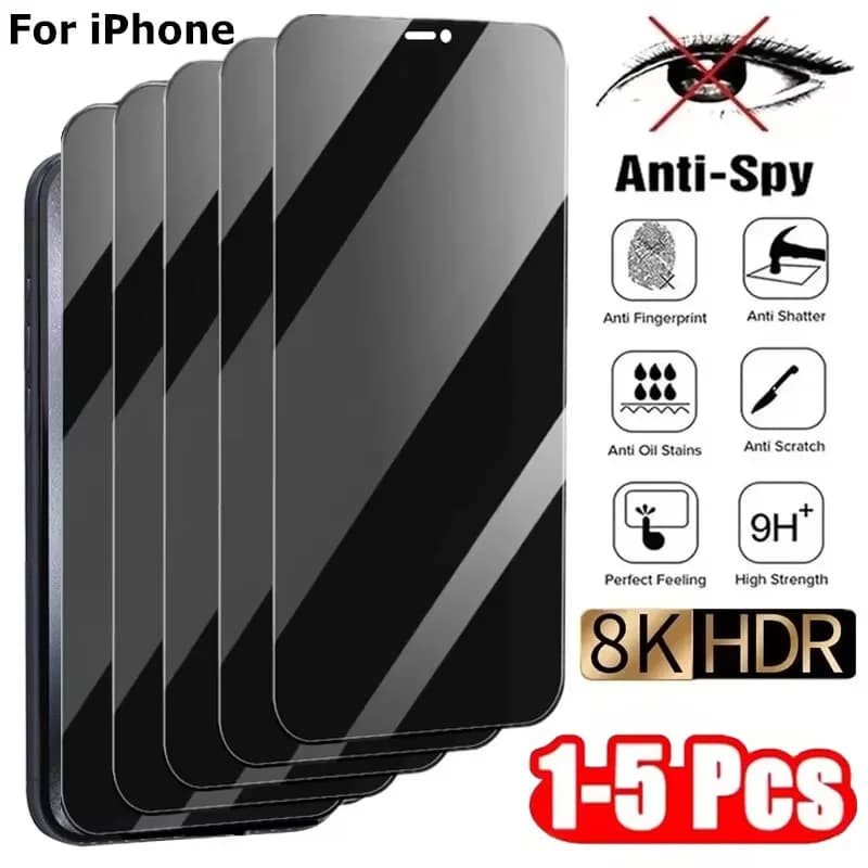 واقي شاشة خصوصية لـ iPhone 16 13 15 11 12 14 17 Pro Max Air 16e زجاج مضاد للتجسس لـ iPhone 13 12 Mini 7 8 16 Plus SE XR