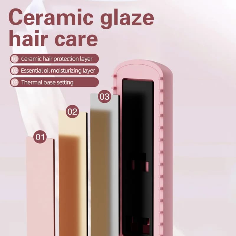 TINSOL New Mini Wireless Straightener Portable Curler, Multi-Function Professional Hair Styling Tool 6 Temperature Settings - 6