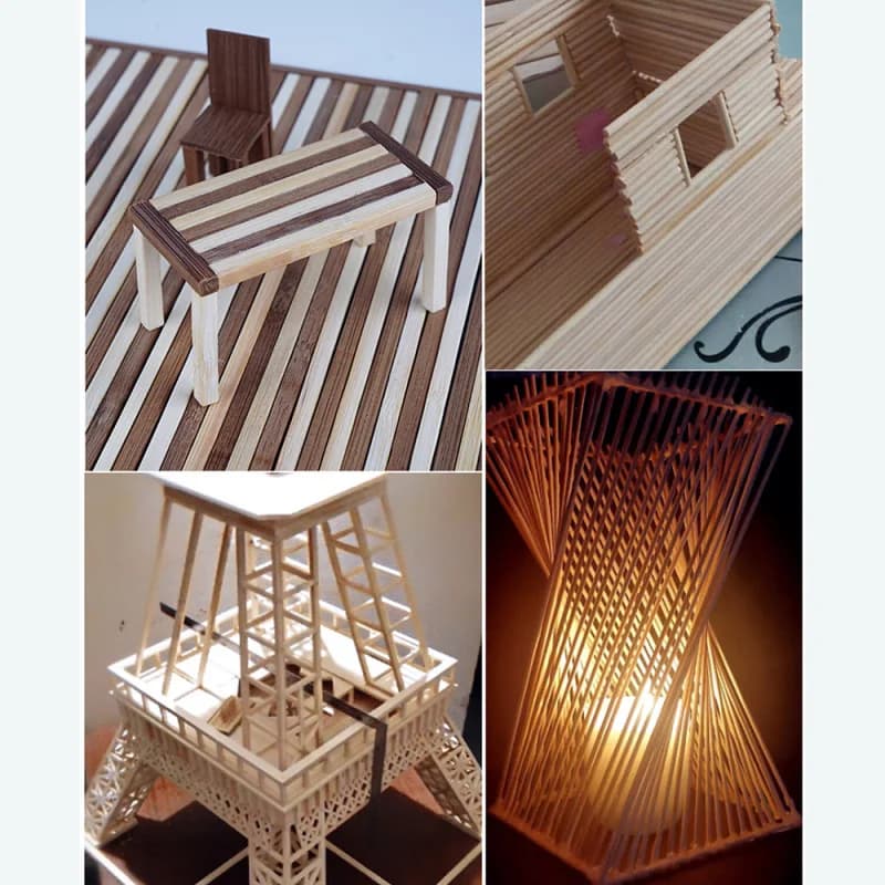 Bamboo Wood Material DIY Building Model Supplies Handmade Craft Furniture Lantern Making Ornaments - 2
