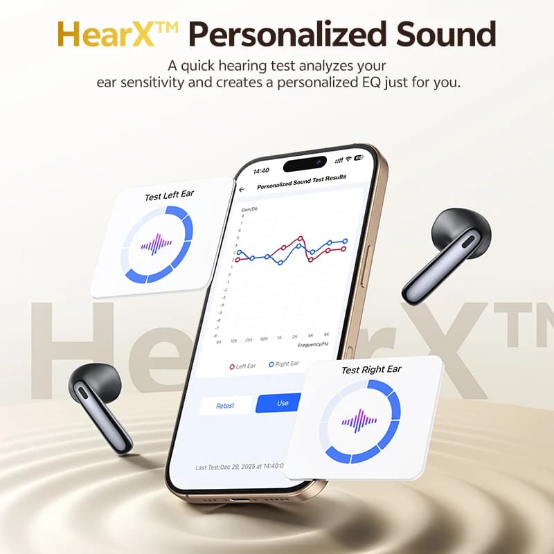 سماعات أذن QCY AilyBuds E50 HT11 لاسلكية بجودة صوت عالية ودعم Bluetooth 6.0 مع عزل ضوضاء هجين ومكبرات صوت 11mm - 5