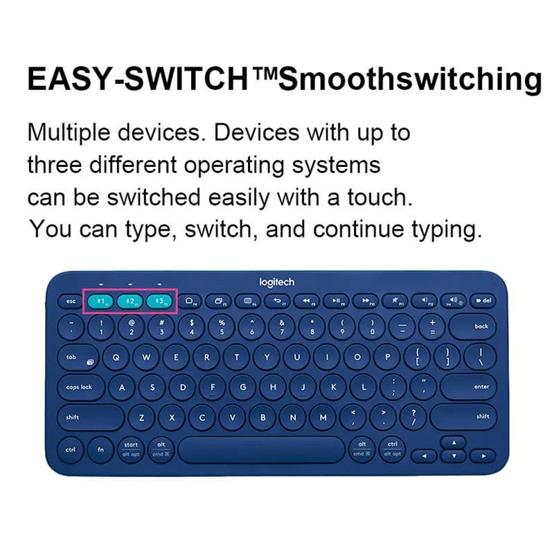 لوحة مفاتيح بلوتوث متعددة الأجهزة Logitech K380، لوحة مفاتيح لاسلكية لهاتف أندرويد، لوحة مفاتيح بلوتوث ملونة للكمبيوتر اللوحي - 3