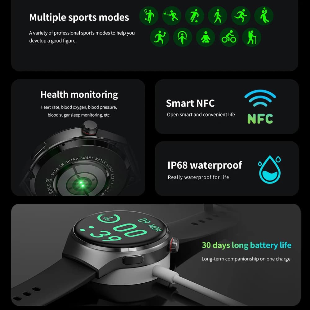 2025 New Watch 4 Pro Upgrade GPS NFC Men's Smartwatch 360*360 AMOLED HD Bluetooth Call Waterproof Smart Watch - 3