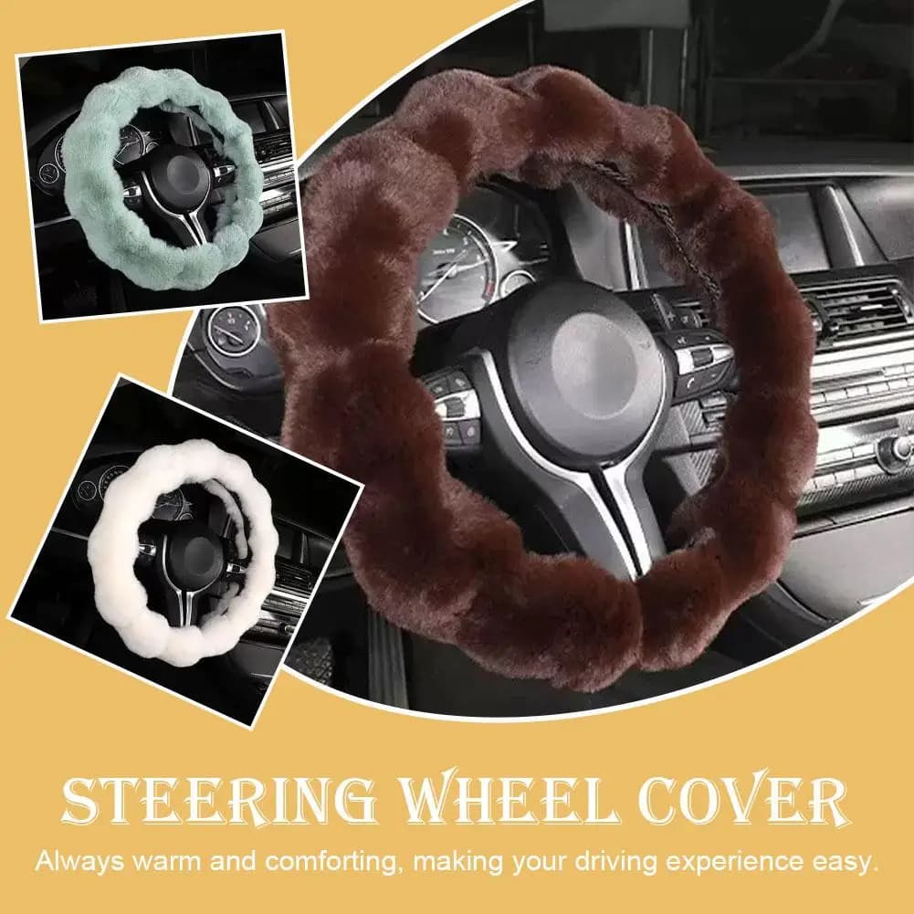 Soft Fluffy Car Steering Wheel Cover Plush Winter Warm Steering Qheel Grip Cover Non-Slip Steering Wheel Protector Car Steering - 2