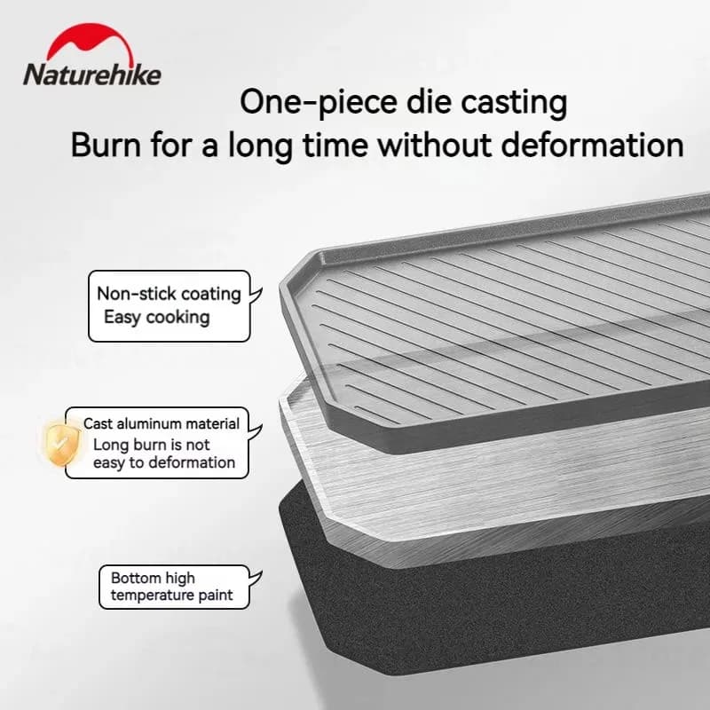 مقلاة تخييم من Naturehike غير لاصقة قابلة للطي نزهة محمولة سهلة التنظيف شواية للشواء في الهواء الطلق لوحة قلي للعشاء - 5