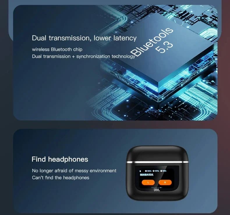 سماعات الرأس اللاسلكية الأصلية JBL Tour Pro 2 مع تقنية إلغاء الضوضاء وعلبة عرض ذكية LED، سماعات أذن JBL Tour Pro2 - 2