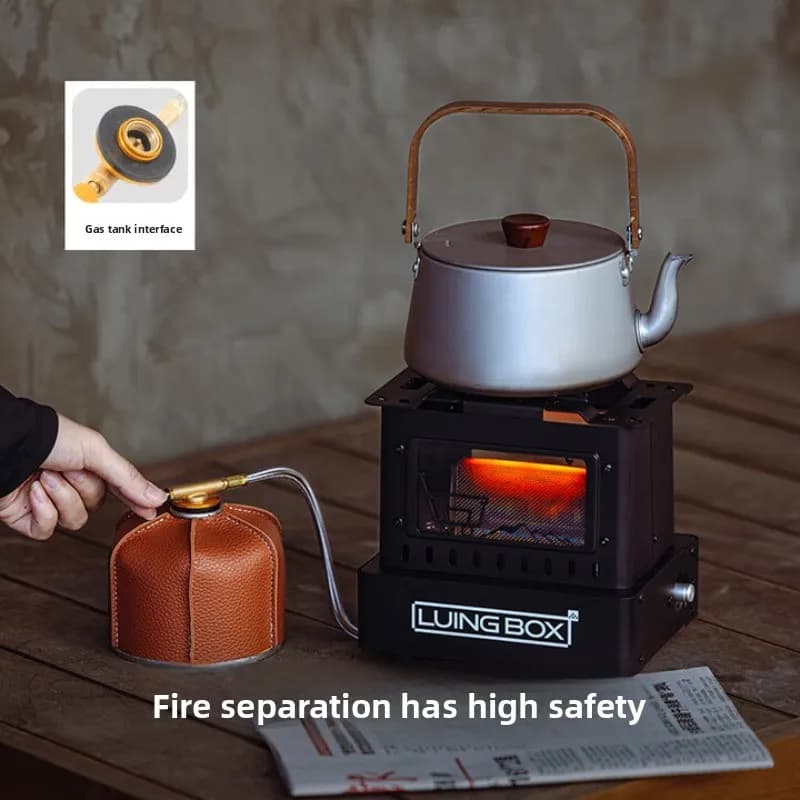 LUING BOX Camping Outdoor Retro Stove Heating Stove Tea Cooking Split Stove Hiking Lightweight Portable Survival Stove Stainless - 4