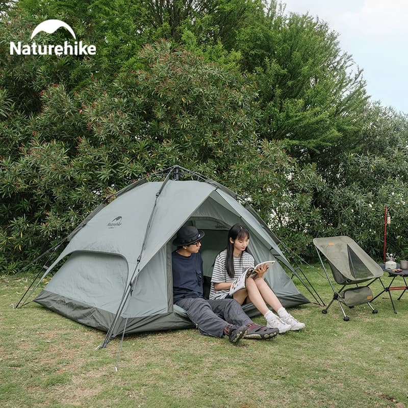 خيمة تخييم أوتوماتيكية من Naturehike، خيمة سقف مقاومة للماء بلمسة واحدة، خيمة ببابين لثلاثة أشخاص، خيمة شاطئ وصيد خارجية - 6