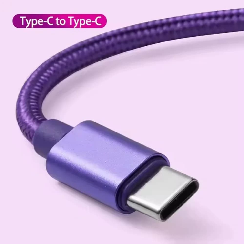 66 واط 5A USB C إلى نوع C شحن سريع كابل بيانات USB نوع C إلى نوع-C النايلون مضفر شحن سريع مهايئ شاحن كابل 1 متر 2 متر 3 متر - 5