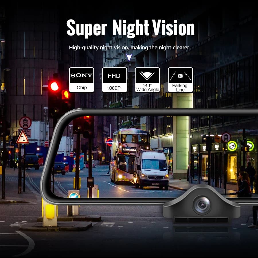 مسجل سيارة Sony DVR بدقة FHD 1080P بكاميرا رؤية خلفية بمقبس 2.5mm 4 Pin رؤية ليلية مراقبة ركن السيارة مقاومة للماء - 2