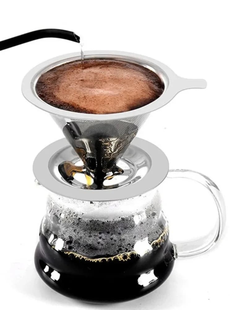 Reusable Coffee Filter Holder Double Layer Stainless Steel Coffee Tea Strainer Coffee Accessories Coffee Making Tool - 4