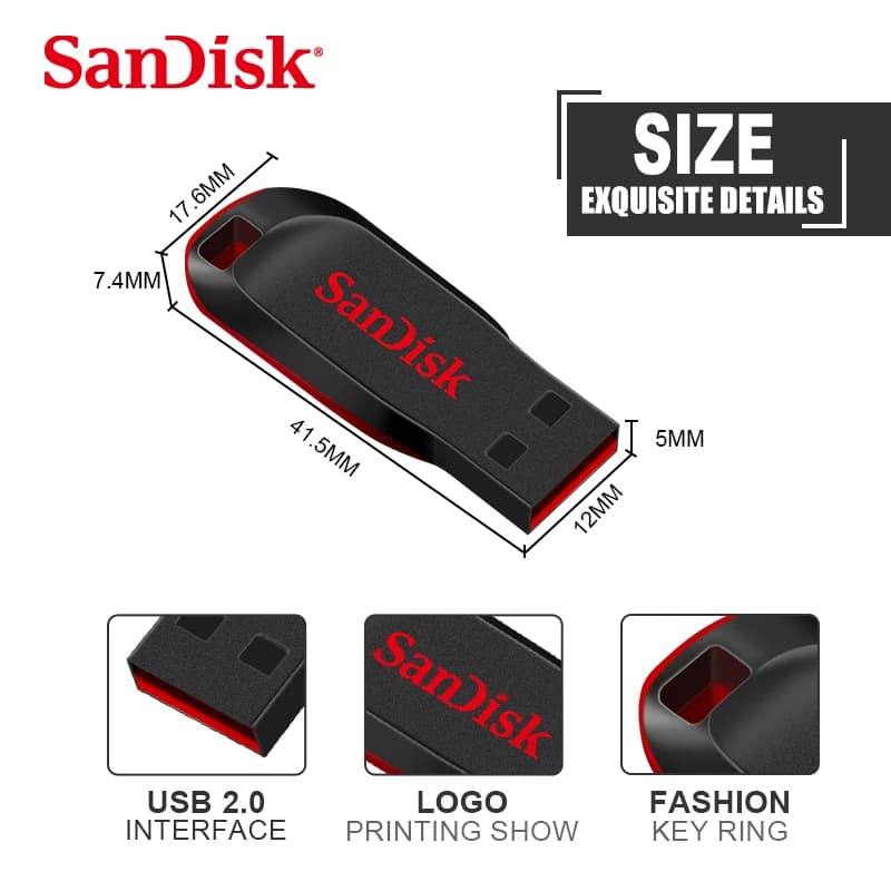 SanDisk CZ50 USB2.0 ذاكرة فلاش 32 جيجابايت 16 جيجابايت 64 جيجابايت يو اس بي قلم محرك أقراص يو ديسك ميني فلاش درايف كروزر بليد 100% أصلي - 3