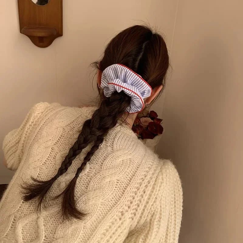 جديد الأحمر هيم الأزرق مخطط الشعر التعادل الحلو الطازجة مطاطا رباط شعر الفتيات النساء إكسسوارات الشعر - 4