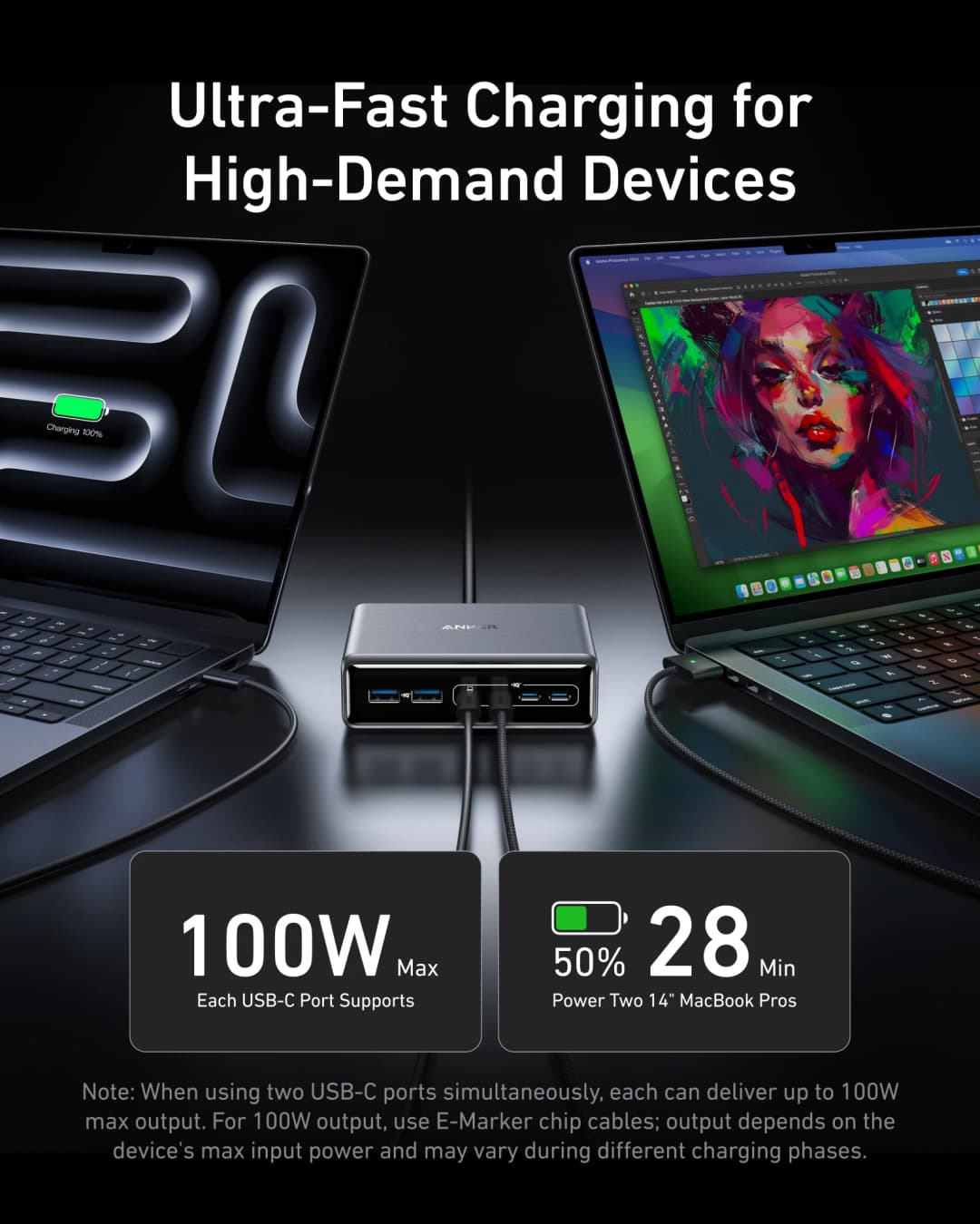 شاحن أنكر برايم 200 واط 6 منافذ محطة شحن GaN شاحن سطح مكتب USB-C PD مع شحن سريع، متوافق مع آيفون 17 - 4