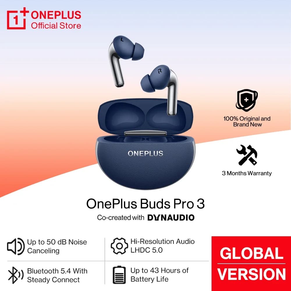 سماعات أذن OnePlus Buds Pro 3 الأصلية إصدار عالمي بلوتوث 5.4 إلغاء ضوضاء 50dB مكاني لهواتف ون بلس 15 و15r و13 و13R ونورد 5