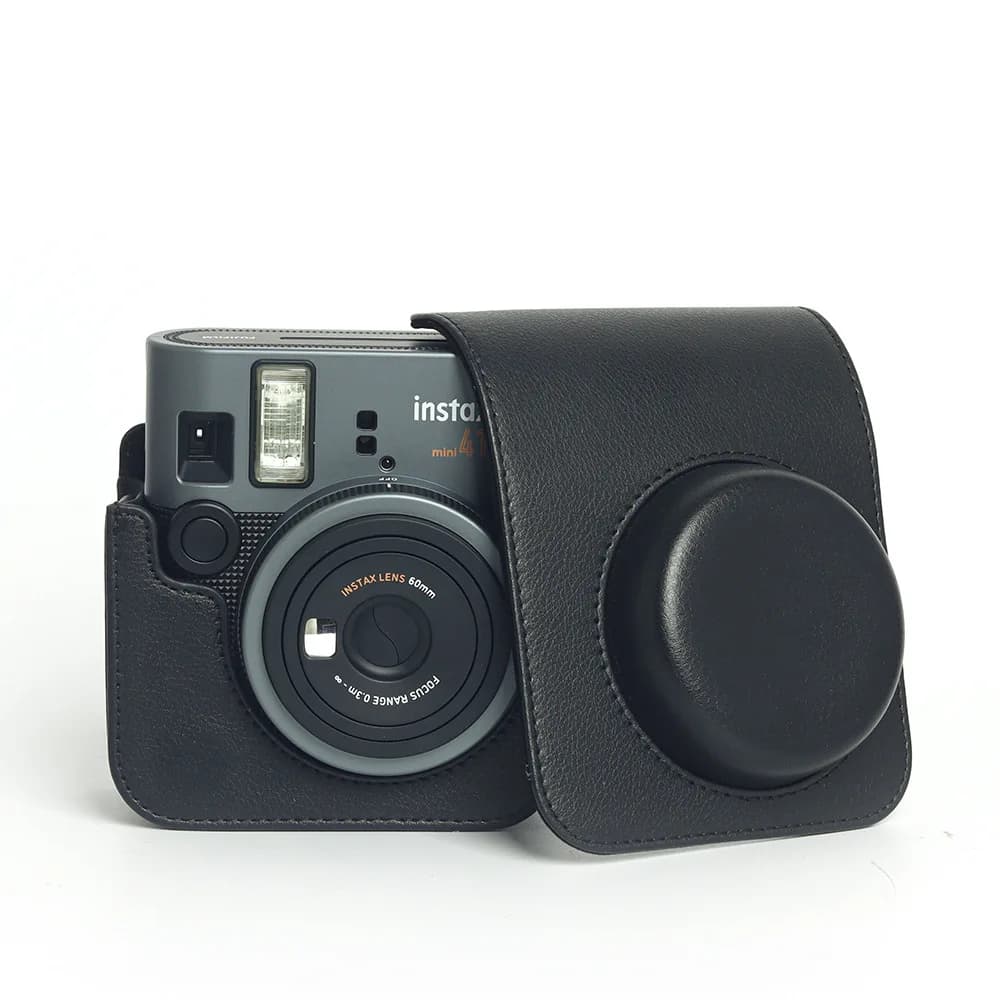 حقيبة كاميرا Fujifilm Instax Mini 41 + 5 قطع مغناطيس صغير + صندوق تخزين جلدي حقيبة كروسبودي جلدية ريترو اكسسوارات بني / أسود - 4