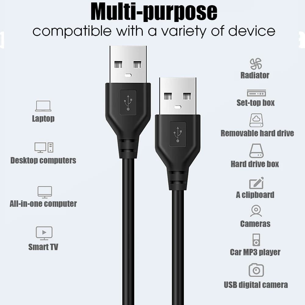 USB ذكر إلى USB ذكر مزدوج USB2.0 تمديد كابل ل المبرد القرص الصلب كاميرا ويب USB تاريخ نقل موسع الحبل - 5