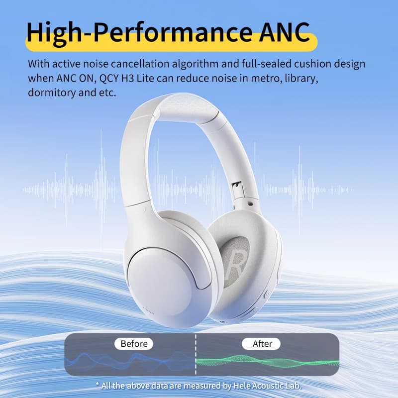 QCY H3 Lite ANC Wireless/Wired Headphones Bluetooth 5.3 Foldable Over Ear Headset HIFI Sound 60H Playtime Earphones Dual Connect - 2