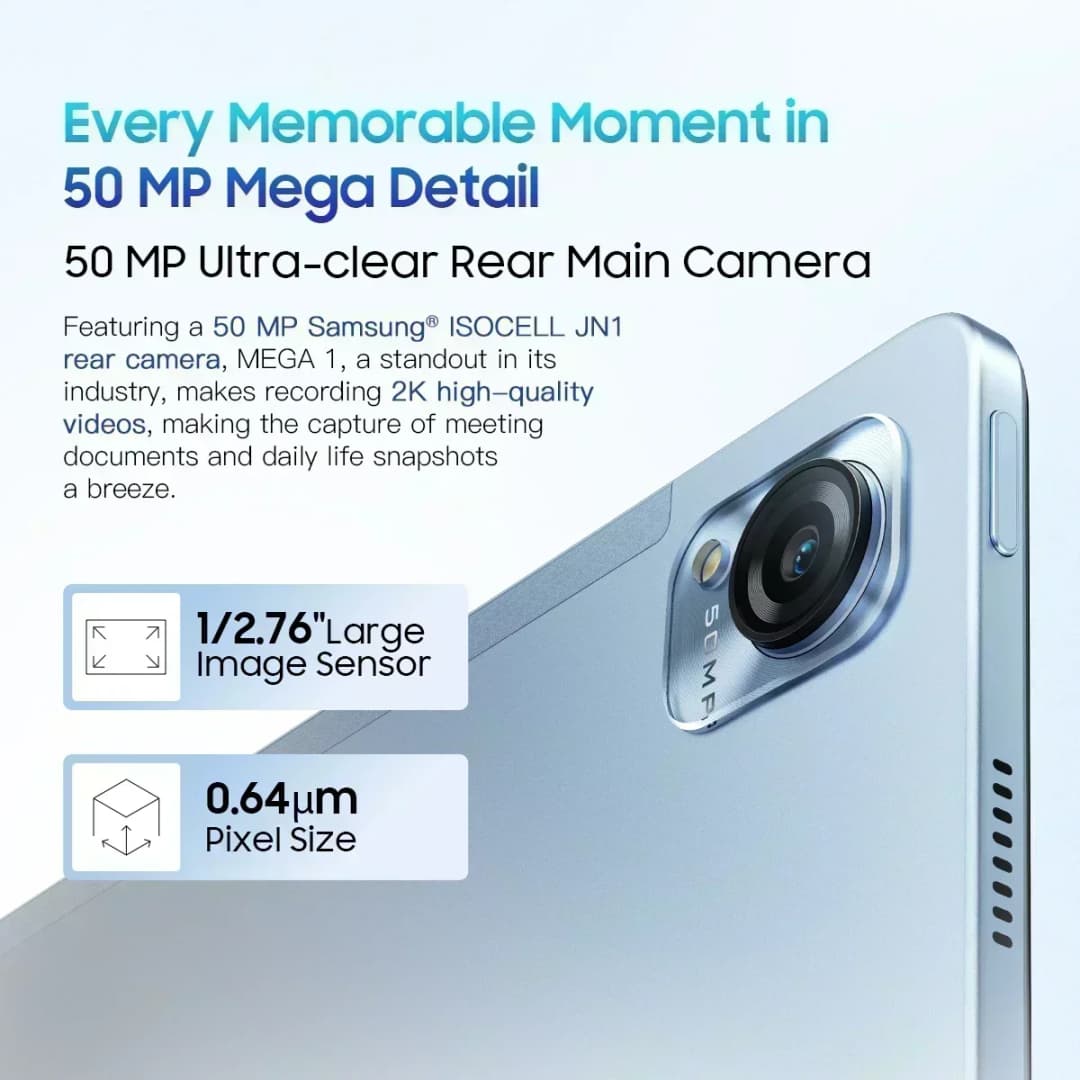أجهزة لوحية Blackview MEGA 1 مقاس 11.5 بوصة بشاشة 2.4K بمعدل تحديث 120 هرتز وكاميرا 50 ميجابكسل وذاكرة 12 جيجابايت وسعة تخزين 256 جيجابايت وبطارية 8800 مللي أمبير وشحن 33 واط ودعم Widevine L1 ونظام أندرويد - 5