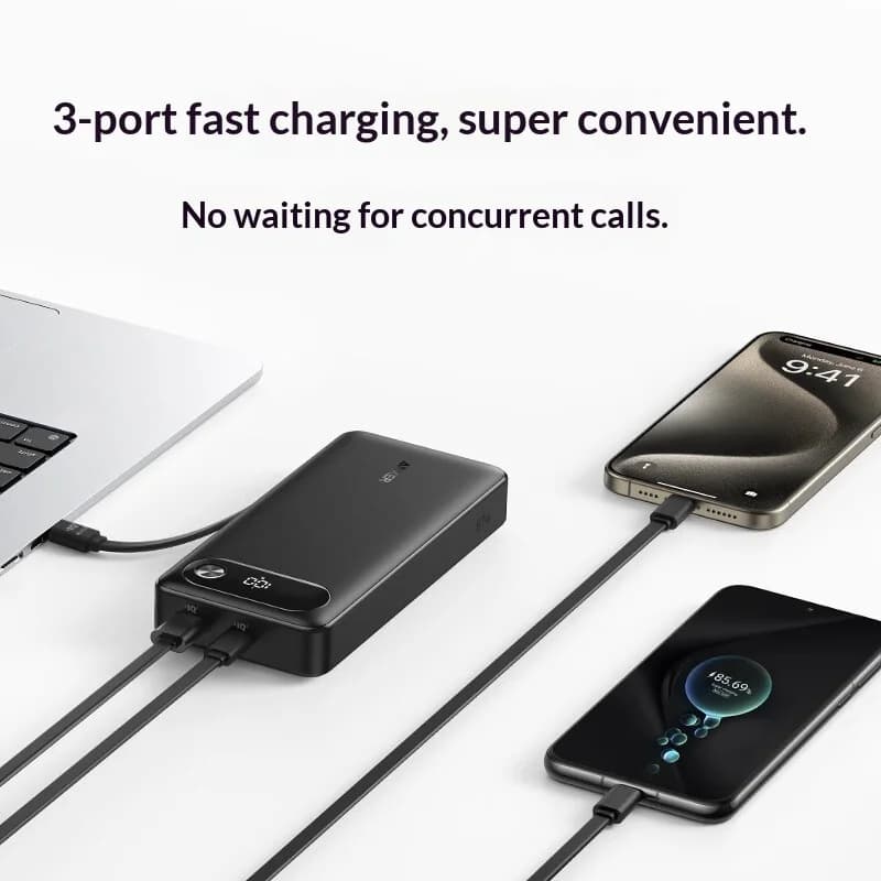 NEW ANKER A1383 65W 20000MAH Power Bank With Data cable High-Power Multi-Port Fast Charging Lightweight  Cell Phone Power Bank - 6