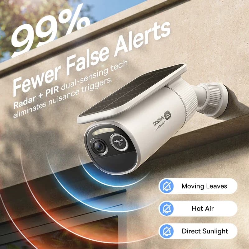كاميرا خارجية Baseus Security S2 بدقة 4K واي فاي لاسلكية تعمل بالطاقة الشمسية مع تعريف الوجه الذكي مقاومة للماء IP67 زاوية رؤية 145° تحكم عبر تطبيق ذكي - 2