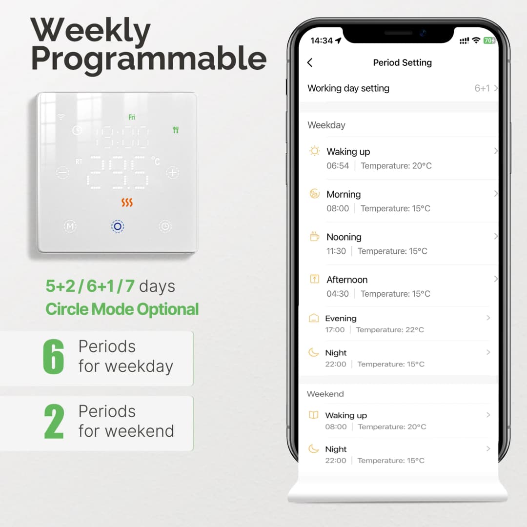 MOES Tuya ترموستات ذكي يعمل بـ WiFi/ZigBee منظم حرارة يعمل بالبطارية جهاز تحكم في درجة حرارة سخان الغاز عبر Alexa وGoogle Home - 3