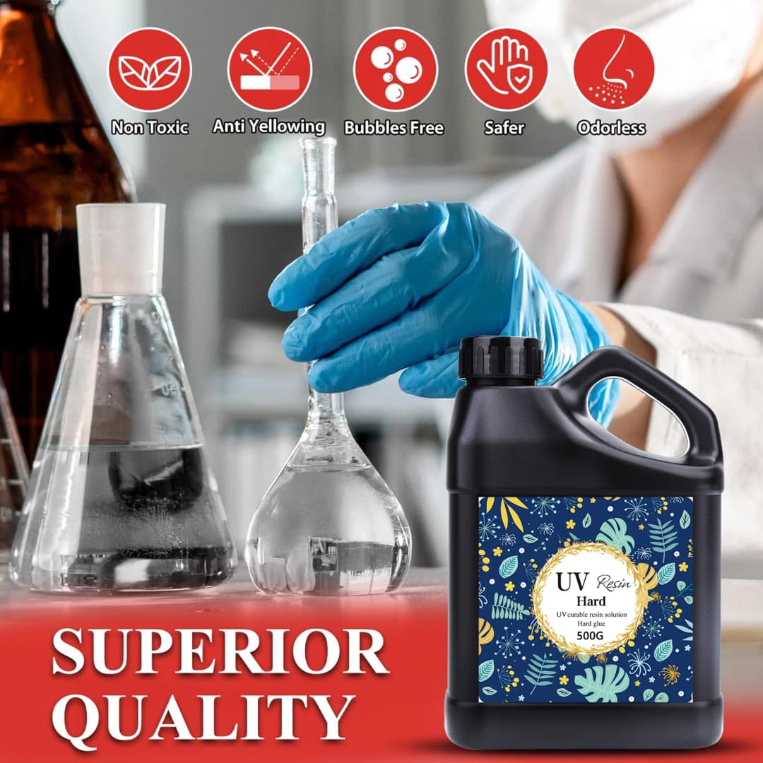 UV Resin With UV Lamp Kit - 7.05oz/1.1LB Crystal Clear UV Resin Set, Fast Curing And Hard UV Resin For Handicraft Jewelry Making - 3