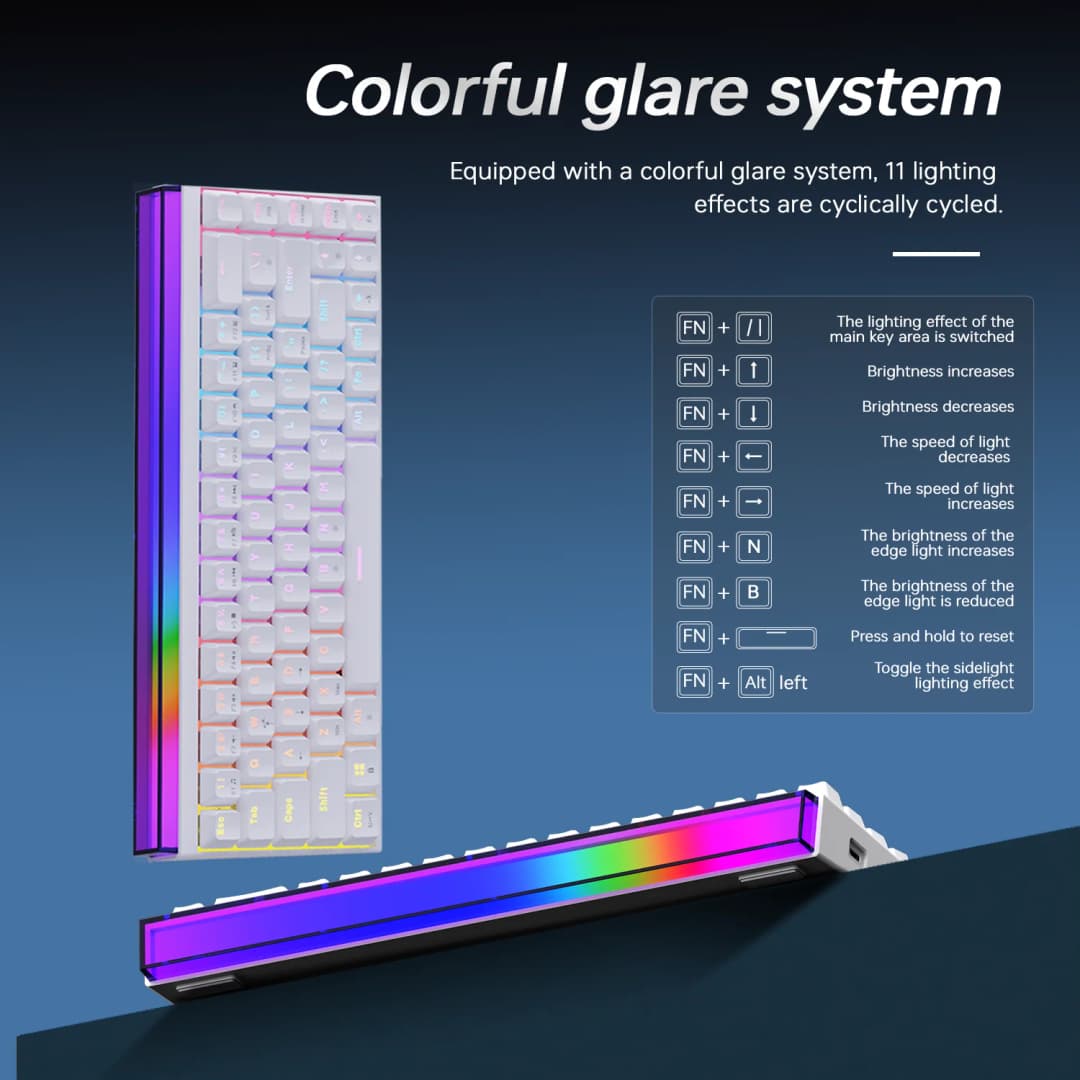 New Ajazz Nacodex Nk68 Mechanical Keyboard Terrain keycap Rgb Light Bar 68-Key Wired Gaming Office Wired Connect Keyboard - 5