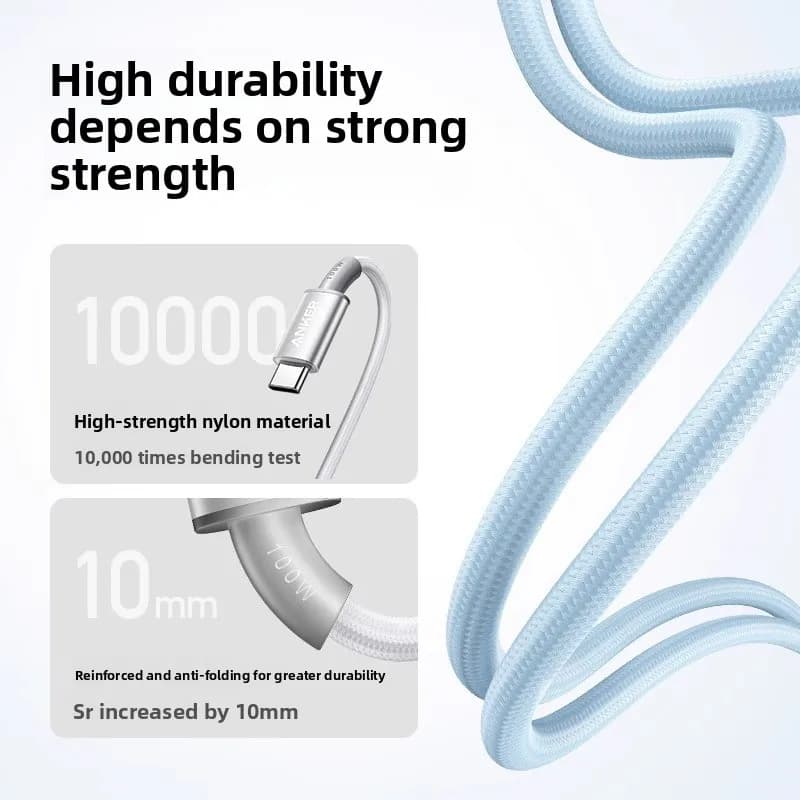 كابل شحن Anker USB-C إلى USB-C، 100 واط، شحن سريع، كابل بيانات PD، كابل شاحن Type C لأجهزة Samsung وXiaomi وMacBook والأجهزة اللوحية - 4