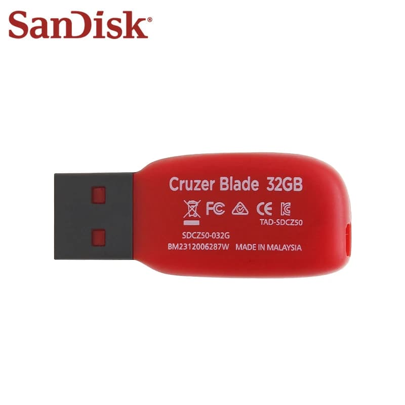 SanDisk Super Mini USB 2.0 Flash Drive بسعة 16 جيجابايت و32 جيجابايت و64 جيجابايت و128 جيجابايت، CZ50، فلاش درايف أصلي للكمبيوتر والتلفزيون والصوتيات في السيارة - 3
