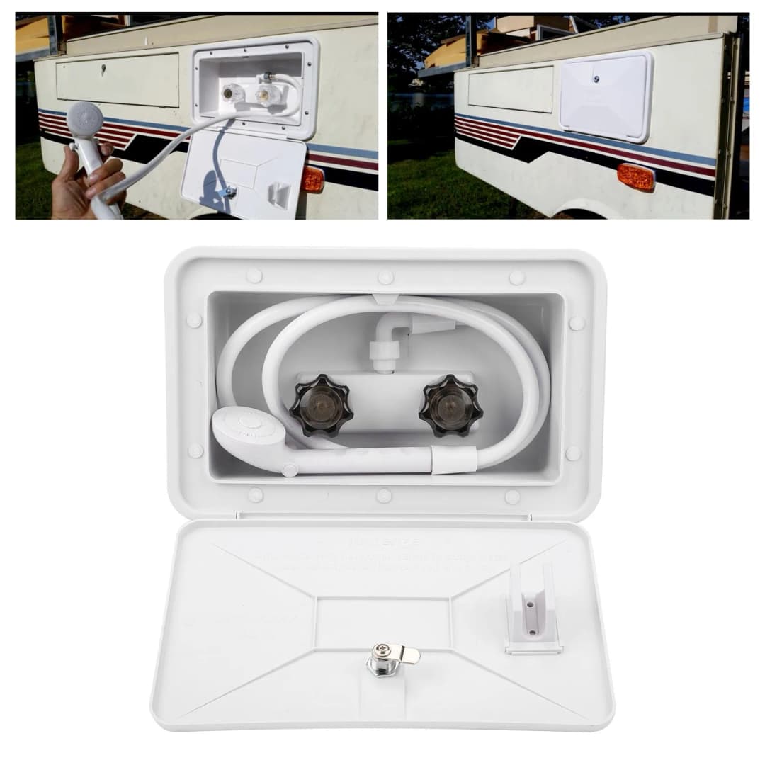 RV Exterior Shower Box Kit Outdoor Washing Kit With Lock For Boat Yacht Camper Motorhome - 2