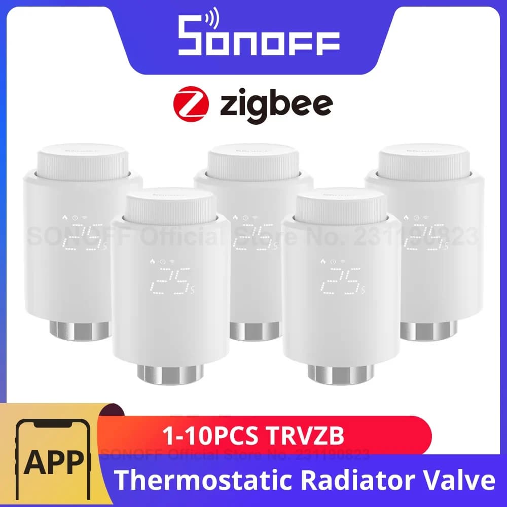 1-6 قطع SONOFF TRVZB صمام مشعاع حراري زيجبي منزل ذكي تحكم عن بعد عبر تطبيق eWeLink يعمل مع SONOFF ZB Bridge-P