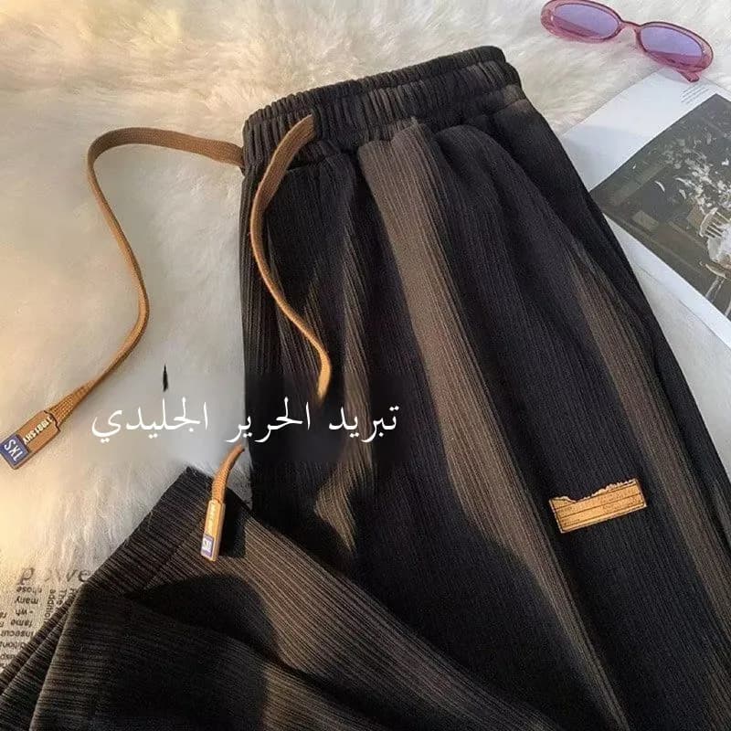Ice Silk Thin Men's Summer Casual Pants Draping Large Size Straight Leg Long Trousers Hong Kong Style INS Trendy Student Wide... - 3