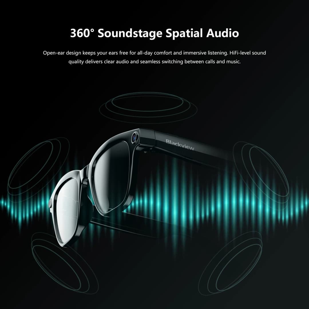 Blackview 2026 New BV300 AI Smart Glasses 8MP 4K Camera AI Translation Men Casual Sunglasses Bluetooth Call for Travel Office - 6