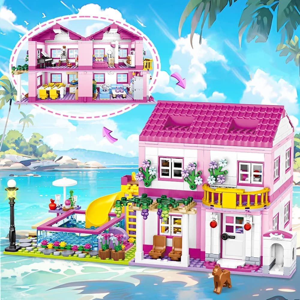 أصدقاء مدينة عرض الشارع منزل الصيف عطلة فيلا القلعة نموذج بنة مجموعات أرقام DIY الطوب لعب للأطفال الفتيات هدية - 2